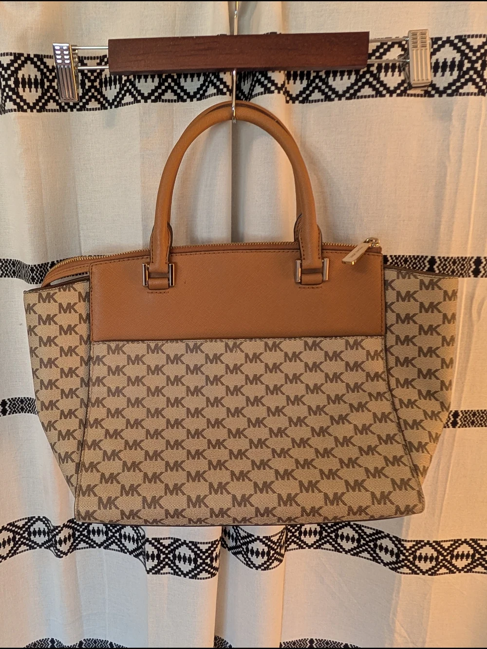 Michael Kors Tan Signature MK Logo Satchel